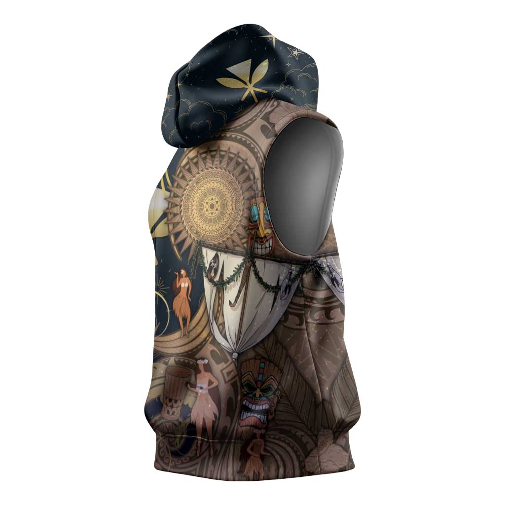 Hawaii Makahiki Sleeveless Hoodie Polynesian Sky And Earth DT05 - Polynesian Pride