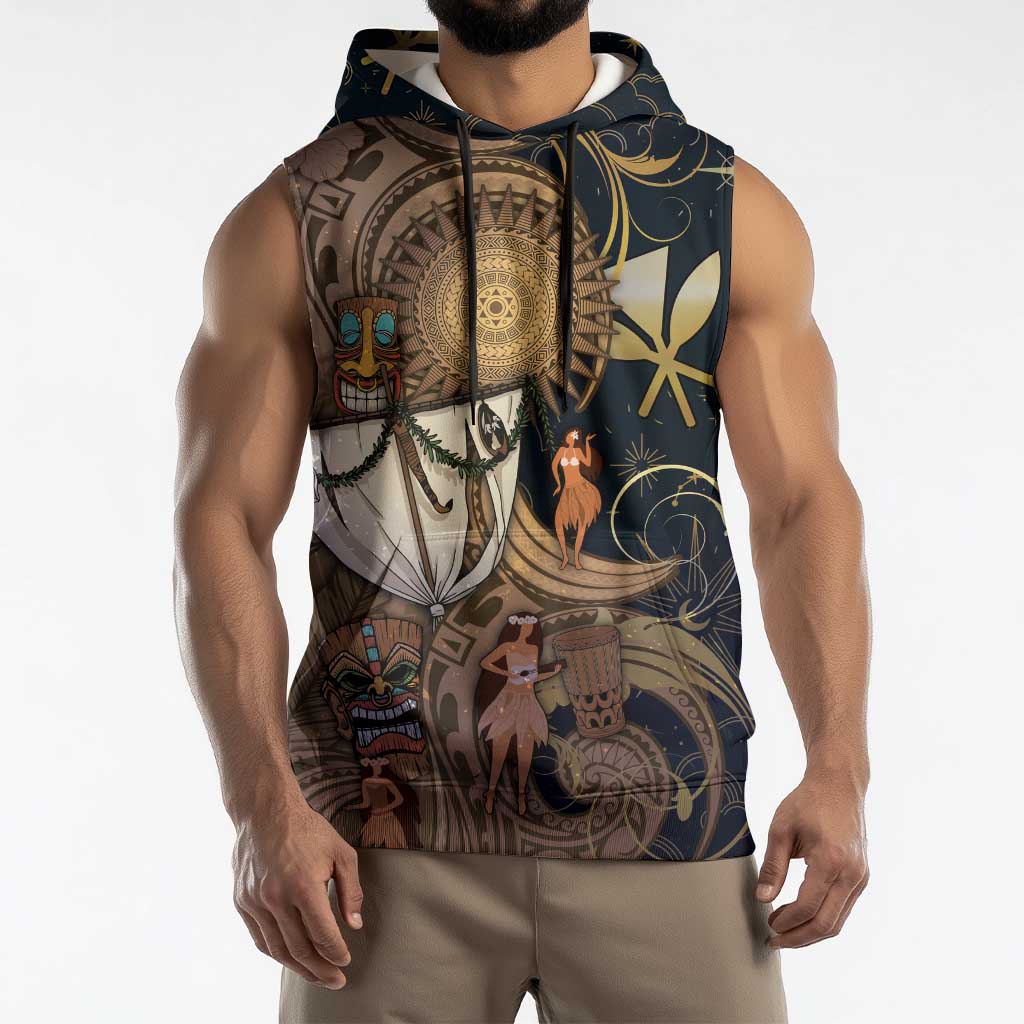 Hawaii Makahiki Sleeveless Hoodie Polynesian Sky And Earth DT05 - Polynesian Pride