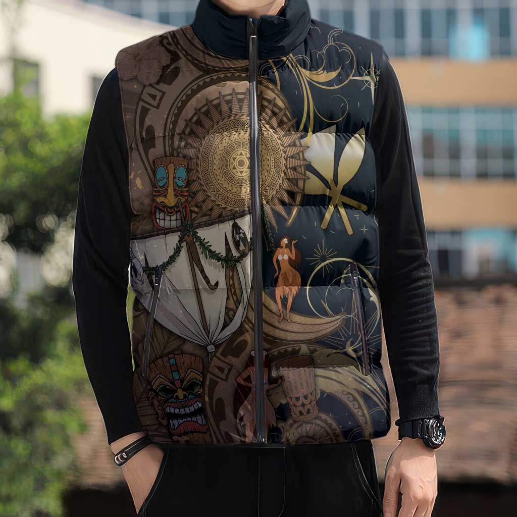 Hawaii Makahiki Sleeveless Puffer Jacket Polynesian Sky And Earth DT05 - Polynesian Pride