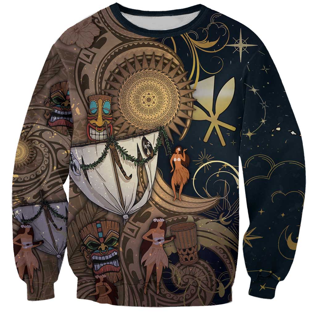 Hawaii Makahiki Sweatshirt Polynesian Sky And Earth DT05 Unisex Gold - Polynesian Pride