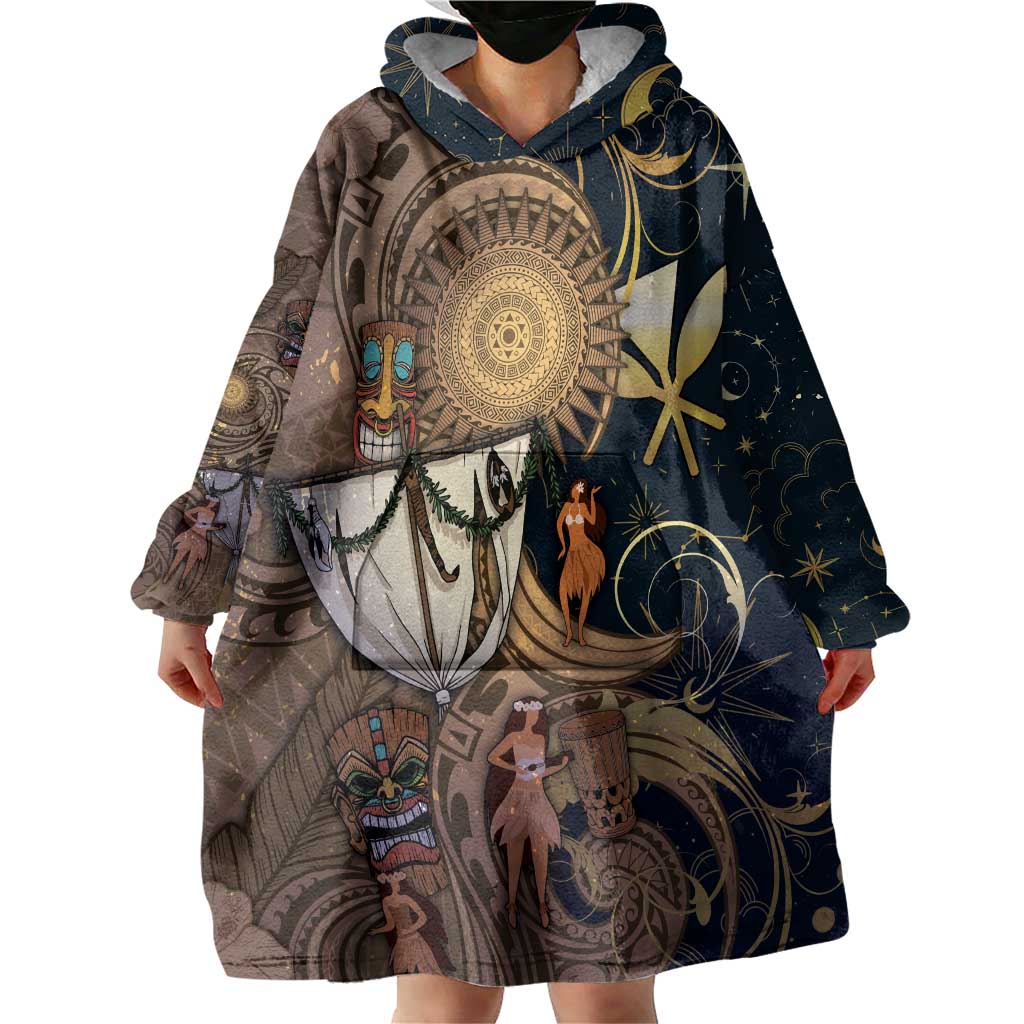 Hawaii Makahiki Wearable Blanket Hoodie Polynesian Sky And Earth DT05 - Polynesian Pride