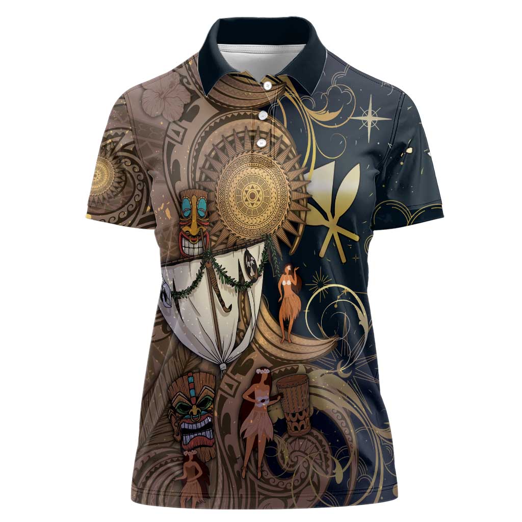 Hawaii Makahiki Women Polo Shirt Polynesian Sky And Earth - Polynesian Pride