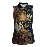 Hawaii Makahiki Women Sleeveless Polo Shirt Polynesian Sky And Earth DT05 Female Gold - Polynesian Pride