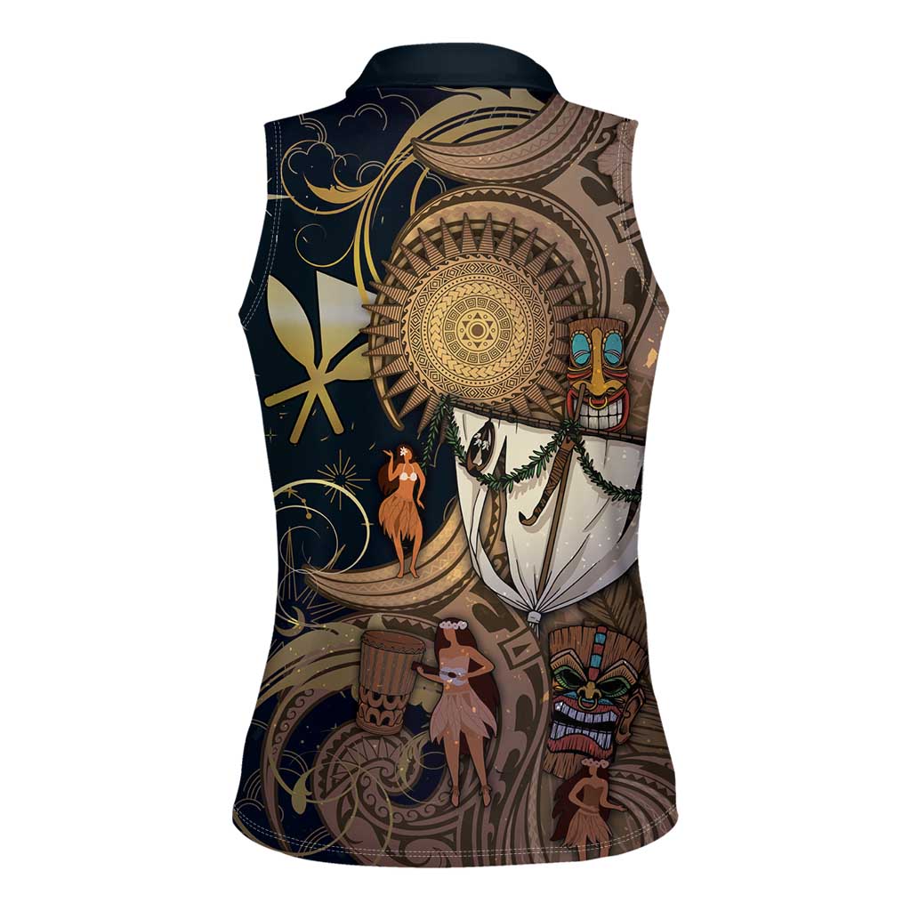 Hawaii Makahiki Women Sleeveless Polo Shirt Polynesian Sky And Earth DT05 - Polynesian Pride