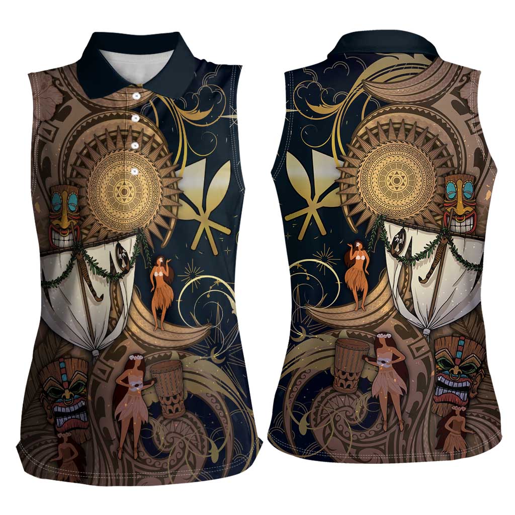 Hawaii Makahiki Women Sleeveless Polo Shirt Polynesian Sky And Earth DT05 - Polynesian Pride