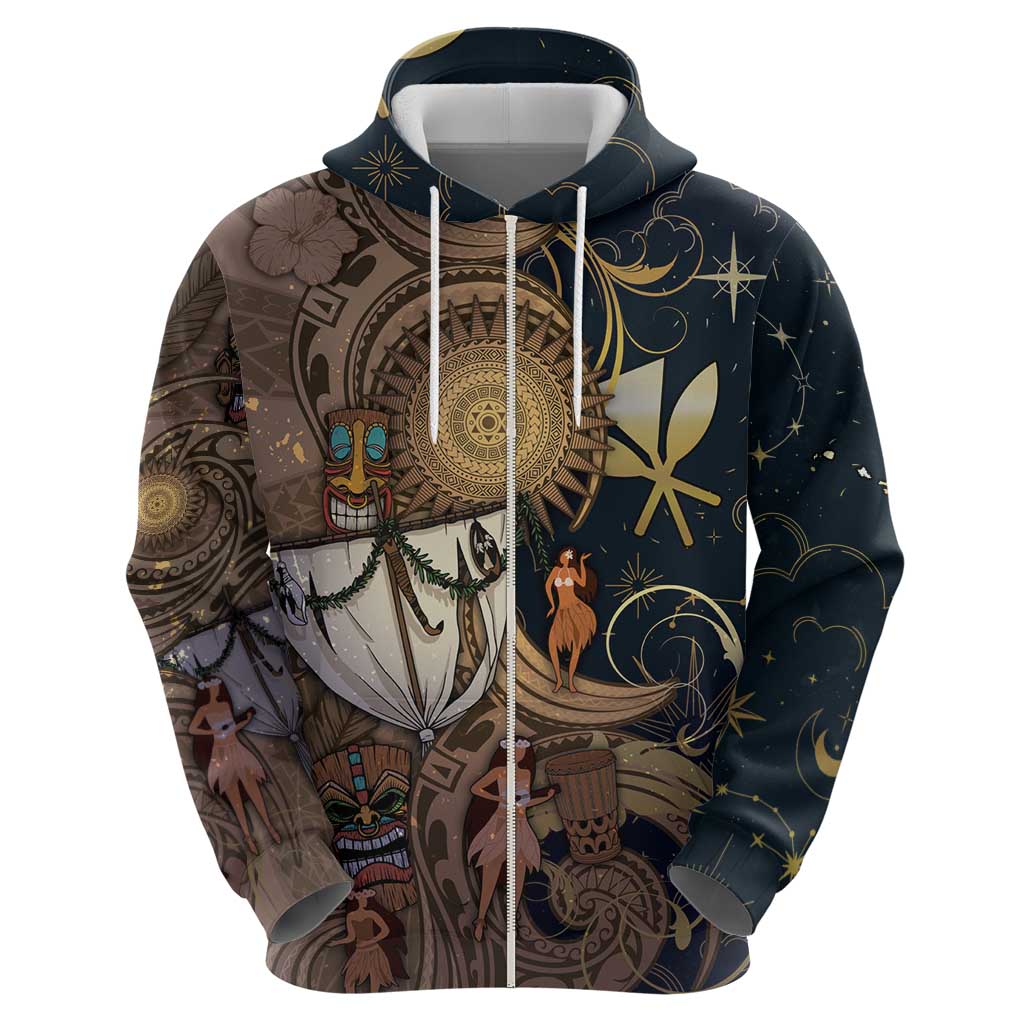 Hawaii Makahiki Zip Hoodie Polynesian Sky And Earth DT05 - Polynesian Pride