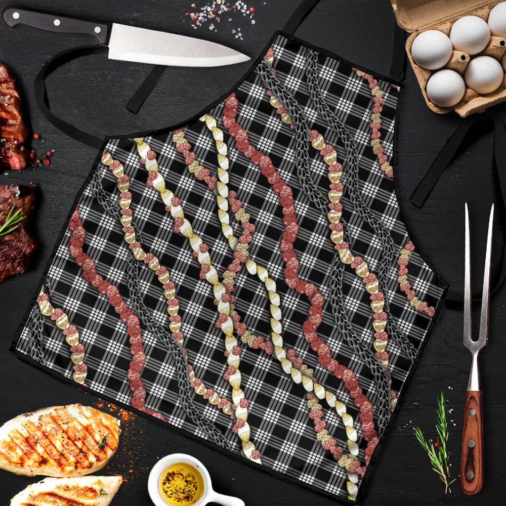 Hawaii Palaka Niihau Shell Lei Apron Tropical Island Plaid Patterns DT05 Black - Polynesian Pride