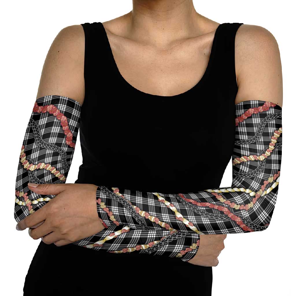 Hawaii Palaka Niihau Shell Lei Arm Sleeves Tropical Island Plaid Patterns DT05 - Polynesian Pride