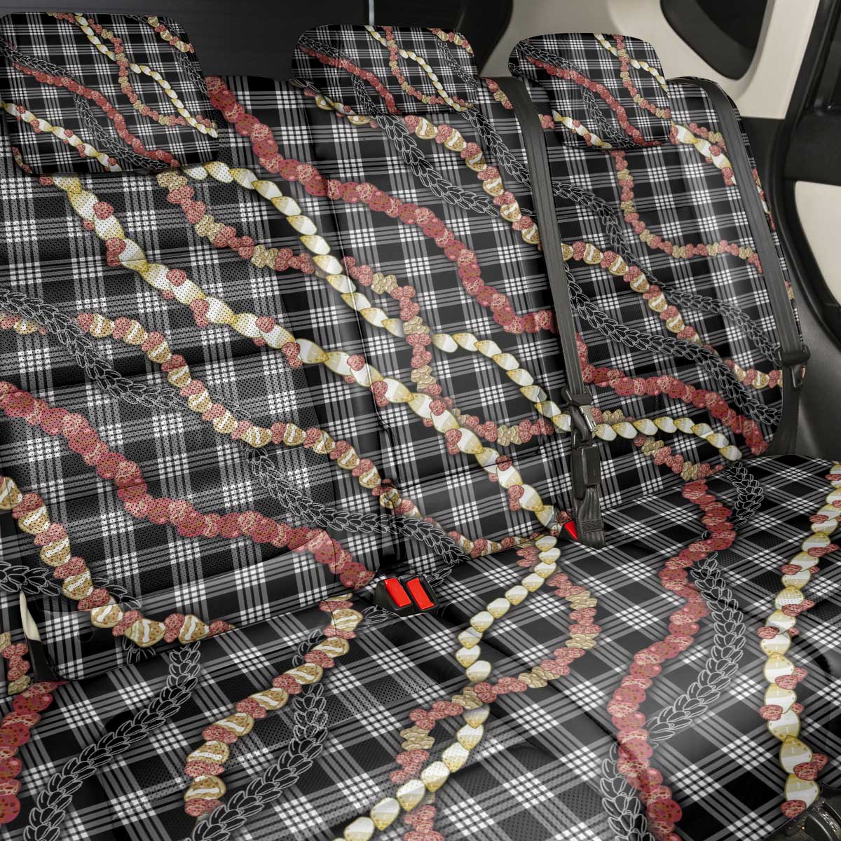 Hawaii Palaka Niihau Shell Lei Back Car Seat Cover Tropical Island Plaid Patterns DT05 - Polynesian Pride