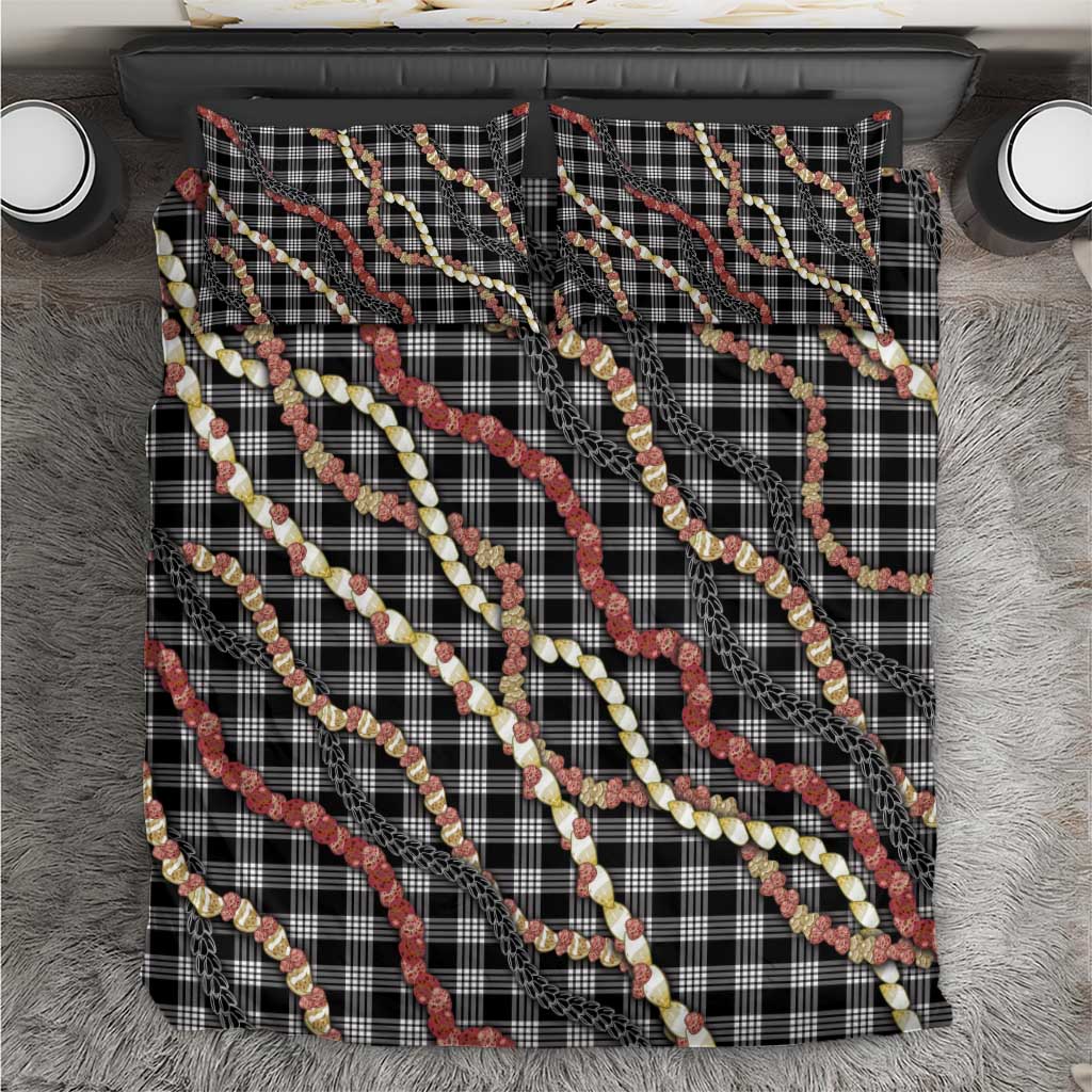 Hawaii Palaka Niihau Shell Lei Bedding Set Tropical Island Plaid Patterns DT05 Black - Polynesian Pride
