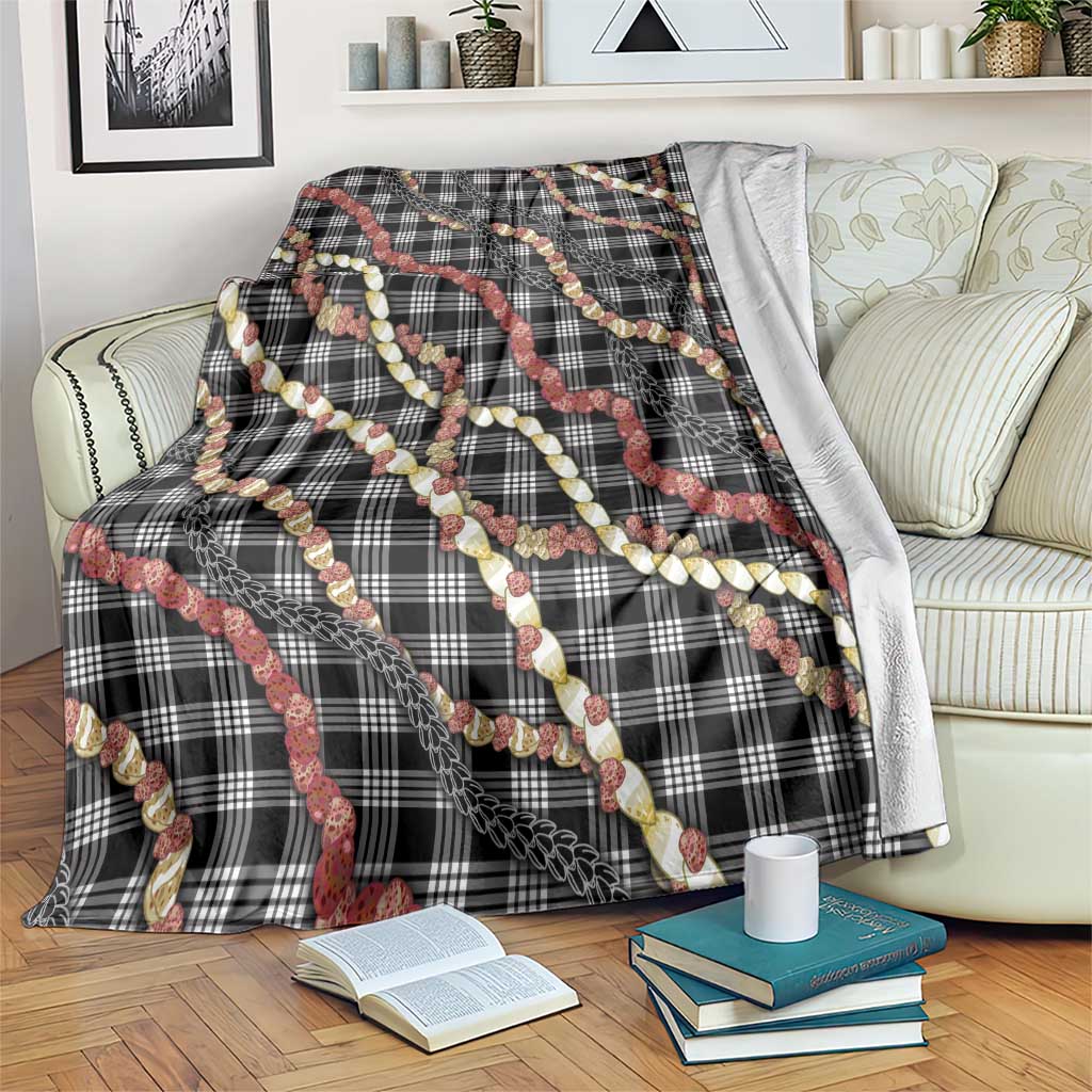 Hawaii Palaka Niihau Shell Lei Blanket Tropical Island Plaid Patterns DT05 Black - Polynesian Pride