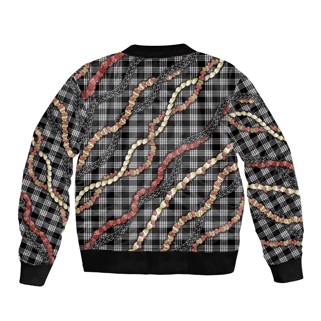 Hawaii Palaka Niihau Shell Lei Bomber Jacket Tropical Island Plaid Patterns