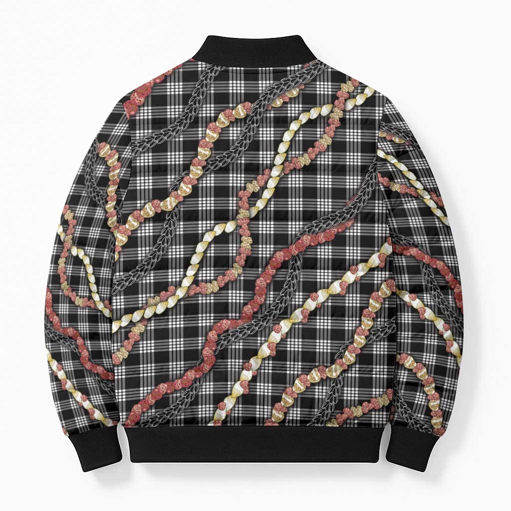 Hawaii Palaka Niihau Shell Lei Bomber Puffer Jacket Tropical Island Plaid Patterns DT05 - Polynesian Pride