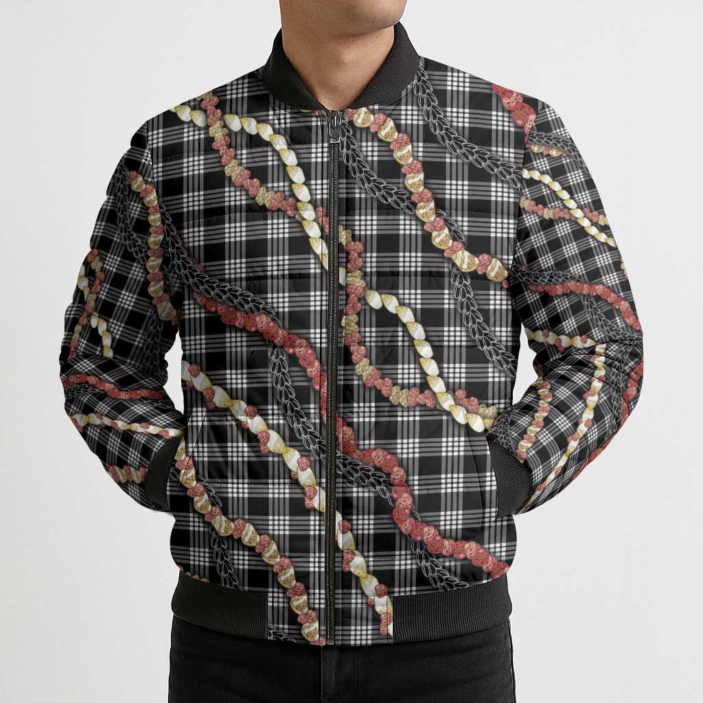 Hawaii Palaka Niihau Shell Lei Bomber Puffer Jacket Tropical Island Plaid Patterns DT05 - Polynesian Pride