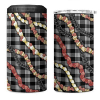Hawaii Palaka Niihau Shell Lei 4 in 1 Can Cooler Tumbler Tropical Island Plaid Patterns DT05 One Size: 16 oz Black - Polynesian Pride