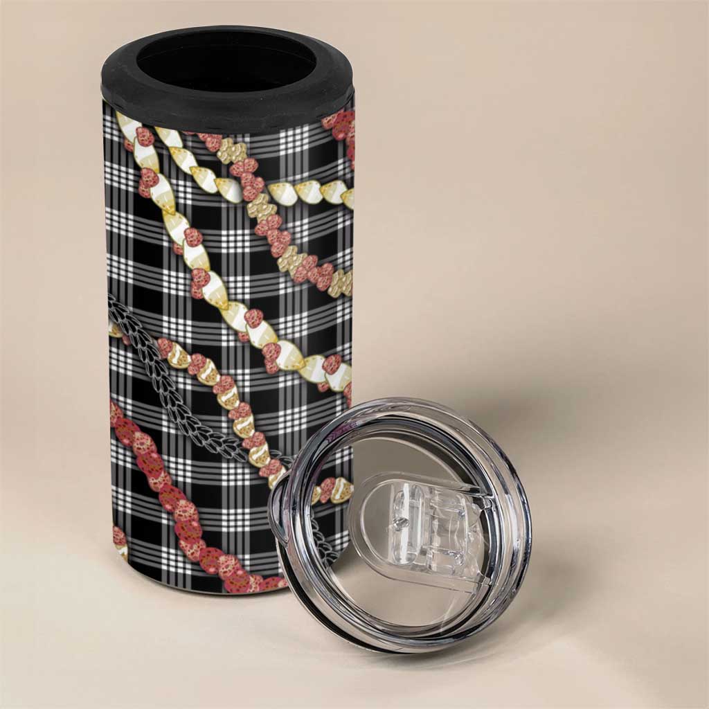Hawaii Palaka Niihau Shell Lei 4 in 1 Can Cooler Tumbler Tropical Island Plaid Patterns DT05 - Polynesian Pride