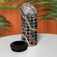 Hawaii Palaka Niihau Shell Lei 4 in 1 Can Cooler Tumbler Tropical Island Plaid Patterns DT05 - Polynesian Pride