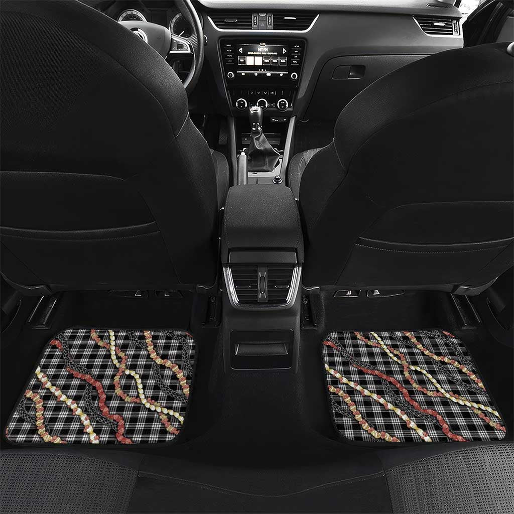 Hawaii Palaka Niihau Shell Lei Car Mats Tropical Island Plaid Patterns DT05 Set 2pcs - Back Black - Polynesian Pride