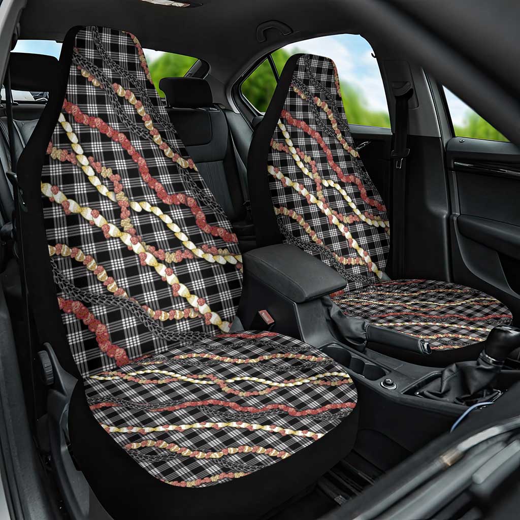 Hawaii Palaka Niihau Shell Lei Car Seat Cover Tropical Island Plaid Patterns DT05 One Size Black - Polynesian Pride