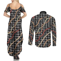 Hawaii Palaka Niihau Shell Lei Couples Matching Summer Maxi Dress and Long Sleeve Button Shirt Tropical Island Plaid Patterns DT05 - Polynesian Pride