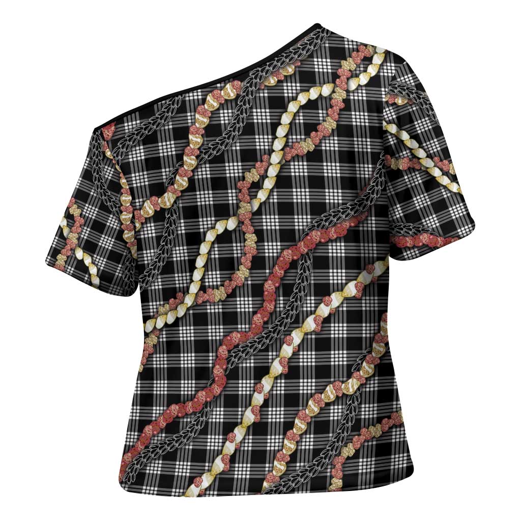 Hawaii Palaka Niihau Shell Lei Cross Shoulder Shirt Tropical Island Plaid Patterns DT05 - Polynesian Pride