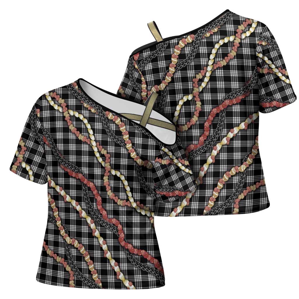 Hawaii Palaka Niihau Shell Lei Cross Shoulder Shirt Tropical Island Plaid Patterns DT05 - Polynesian Pride