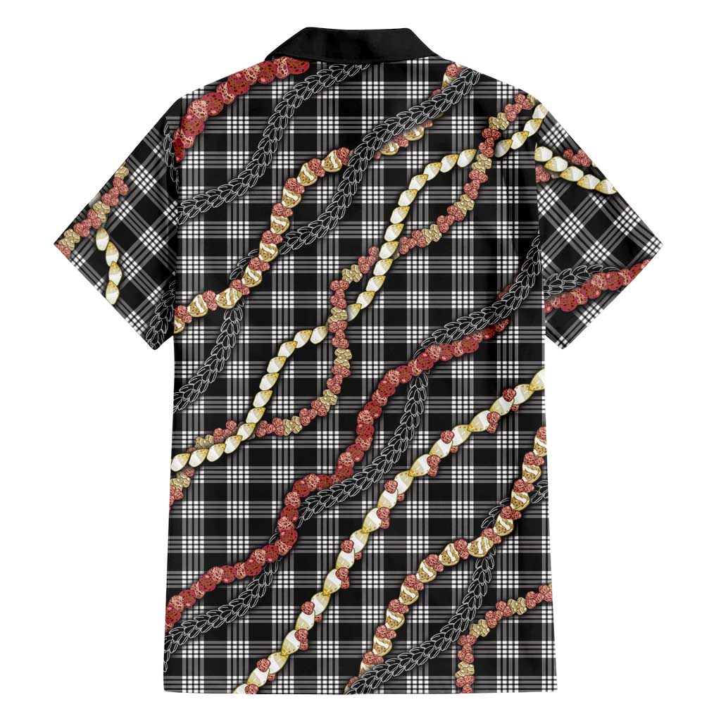 Hawaii Palaka Niihau Shell Lei Family Matching Long Sleeve Bodycon Dress and Hawaiian Shirt Tropical Island Plaid Patterns