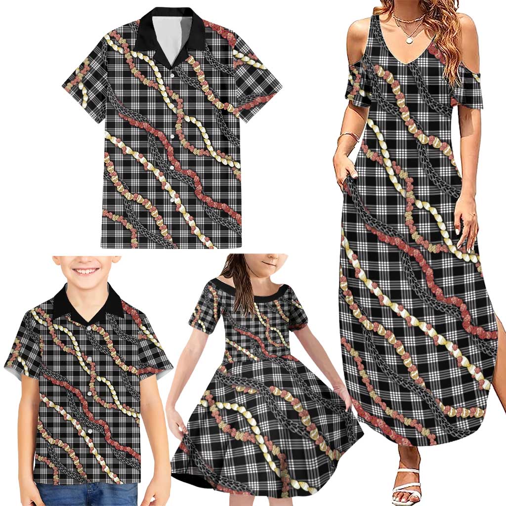 Hawaii Palaka Niihau Shell Lei Family Matching Summer Maxi Dress and Hawaiian Shirt Tropical Island Plaid Patterns DT05 - Polynesian Pride