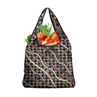 Hawaii Palaka Niihau Shell Lei Grocery Bag Tropical Island Plaid Patterns DT05 1-pack One Size Black - Polynesian Pride