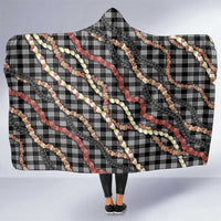 Hawaii Palaka Niihau Shell Lei Hooded Blanket Tropical Island Plaid Patterns DT05 One Size Black - Polynesian Pride