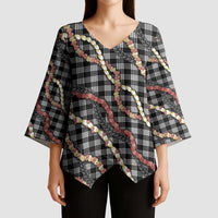 Hawaii Palaka Niihau Shell Lei Kimono Sleeve Blouse Tropical Island Plaid Patterns DT05 - Polynesian Pride
