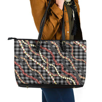 Hawaii Palaka Niihau Shell Lei Leather Tote Bag Tropical Island Plaid Patterns DT05 - Polynesian Pride