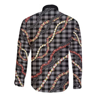 Hawaii Palaka Niihau Shell Lei Long Sleeve Button Shirt Tropical Island Plaid Patterns DT05 - Polynesian Pride