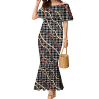 Hawaii Palaka Niihau Shell Lei Mermaid Dress Tropical Island Plaid Patterns DT05 Women Black - Polynesian Pride