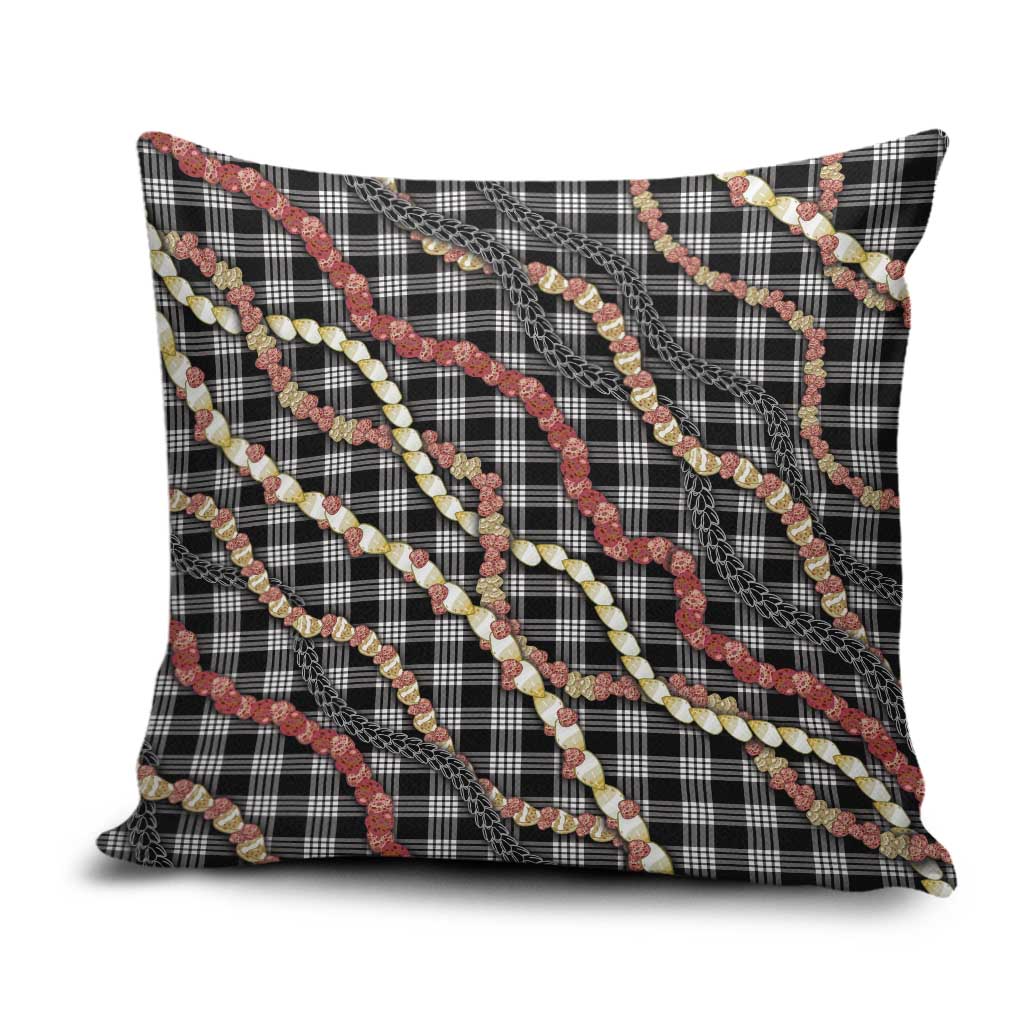 Hawaii Palaka Niihau Shell Lei Pillow Cover Tropical Island Plaid Patterns DT05 Black - Polynesian Pride