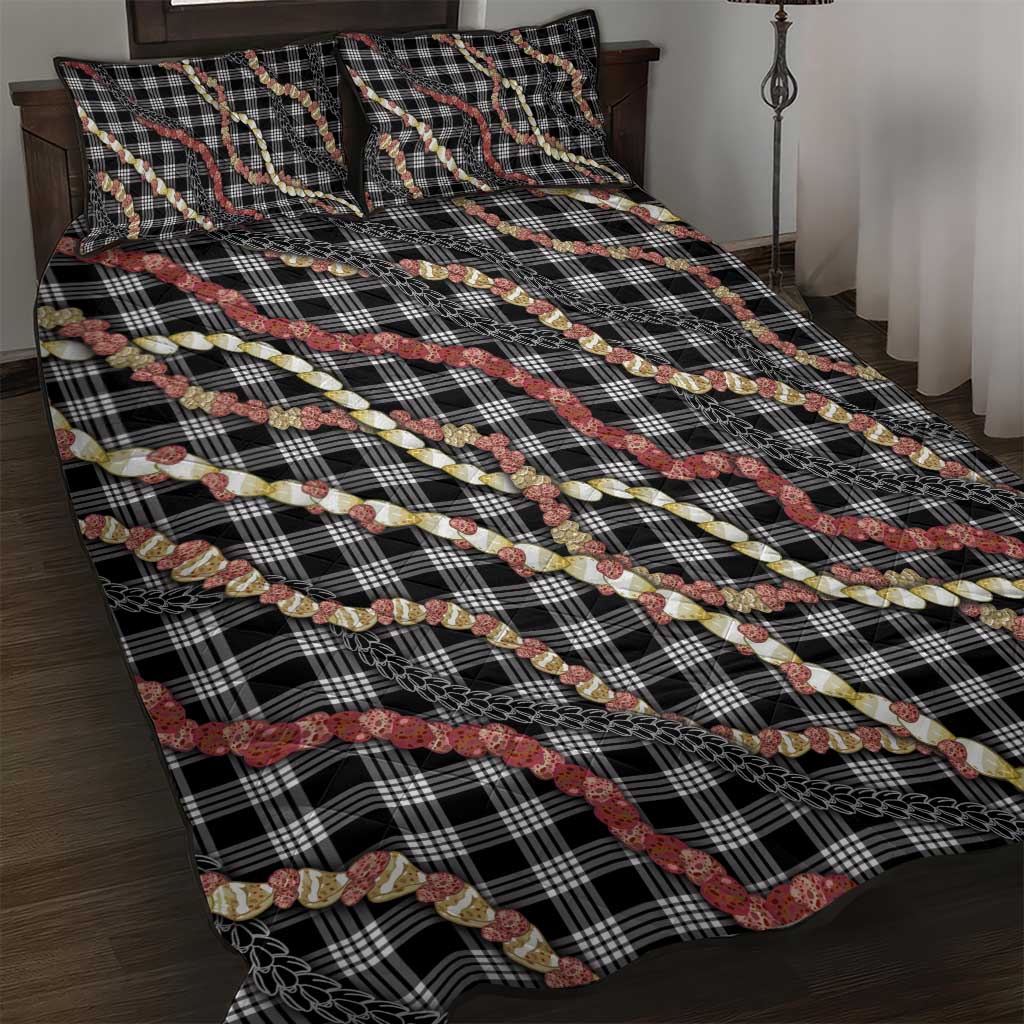 Hawaii Palaka Niihau Shell Lei Quilt Bed Set Tropical Island Plaid Patterns DT05 Black - Polynesian Pride