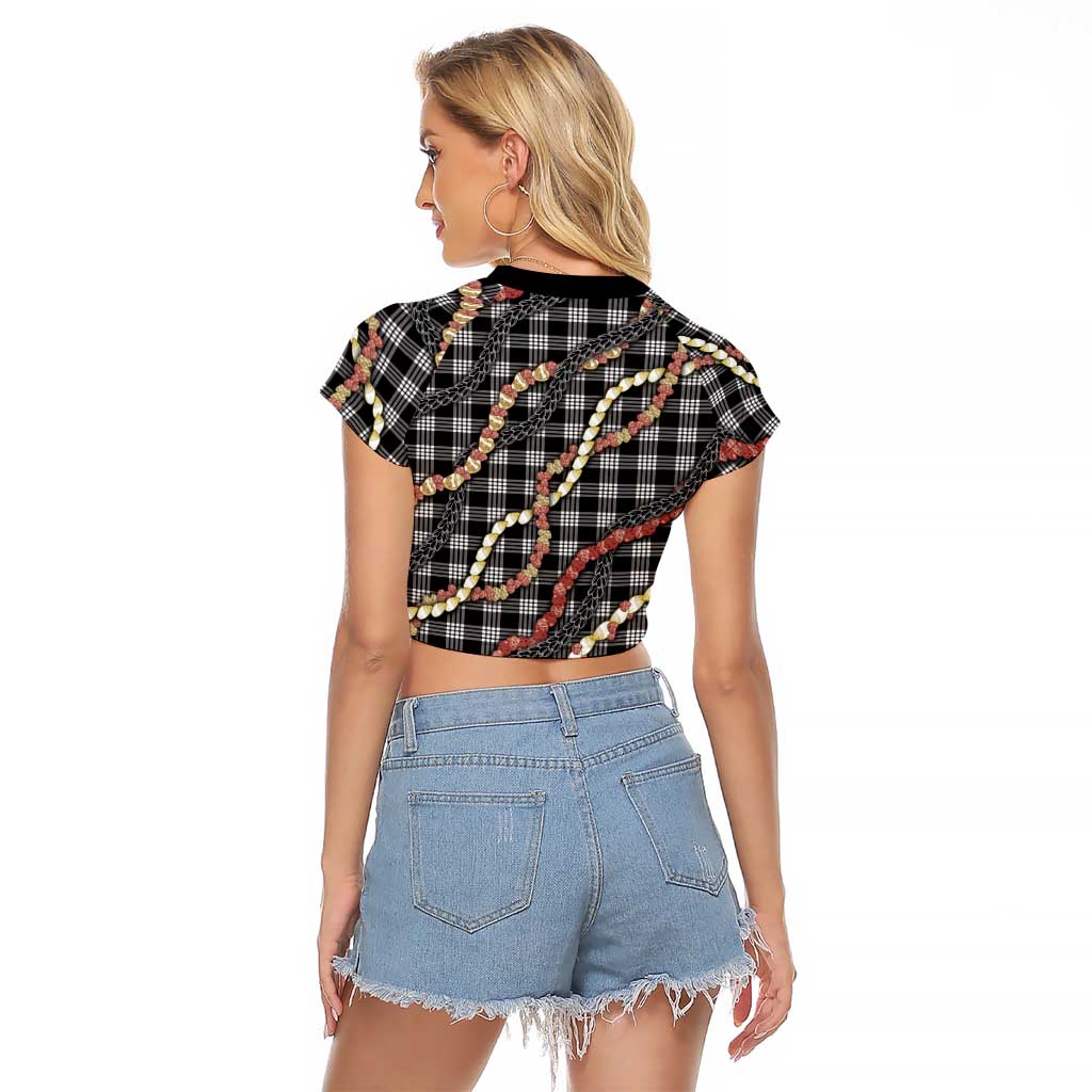 Hawaii Palaka Niihau Shell Lei Raglan Cropped T Shirt Tropical Island Plaid Patterns DT05 - Polynesian Pride