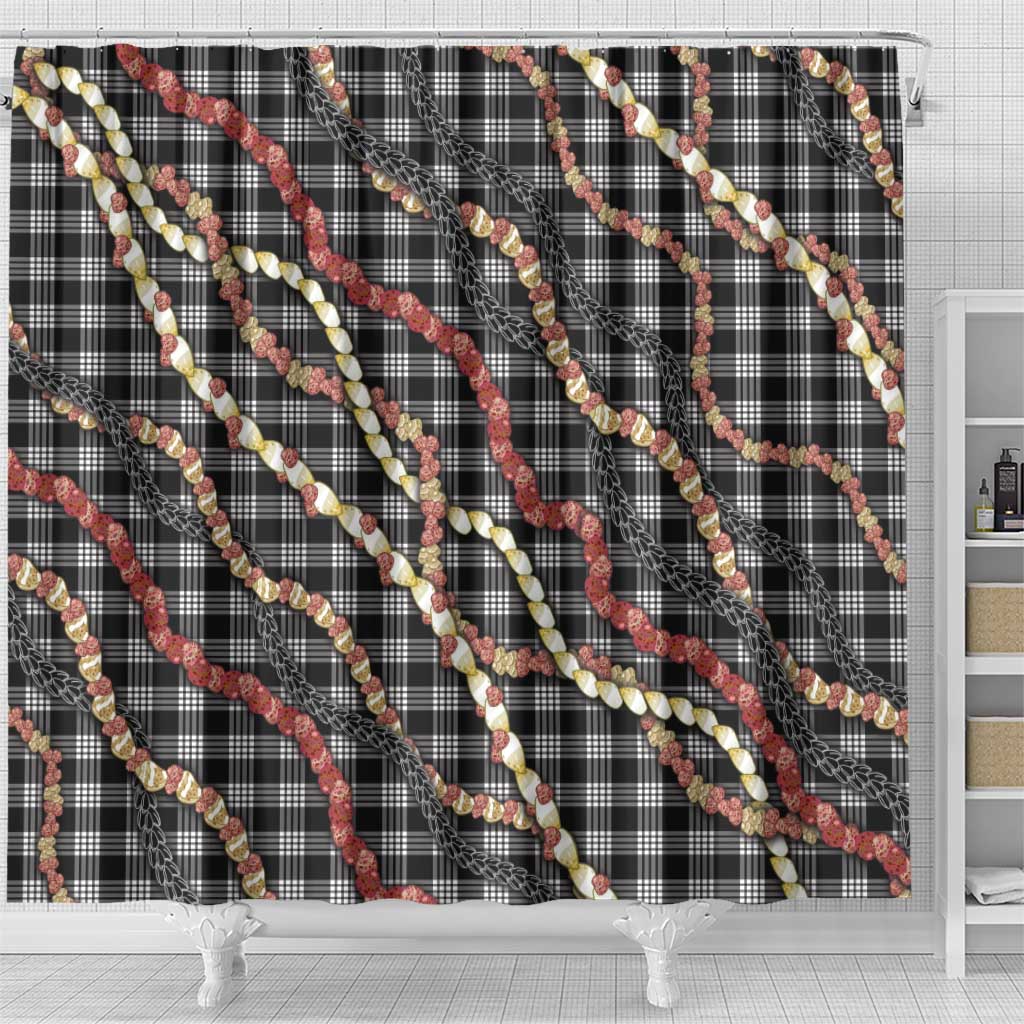 Hawaii Palaka Niihau Shell Lei Shower Curtain Tropical Island Plaid Patterns DT05 - Polynesian Pride
