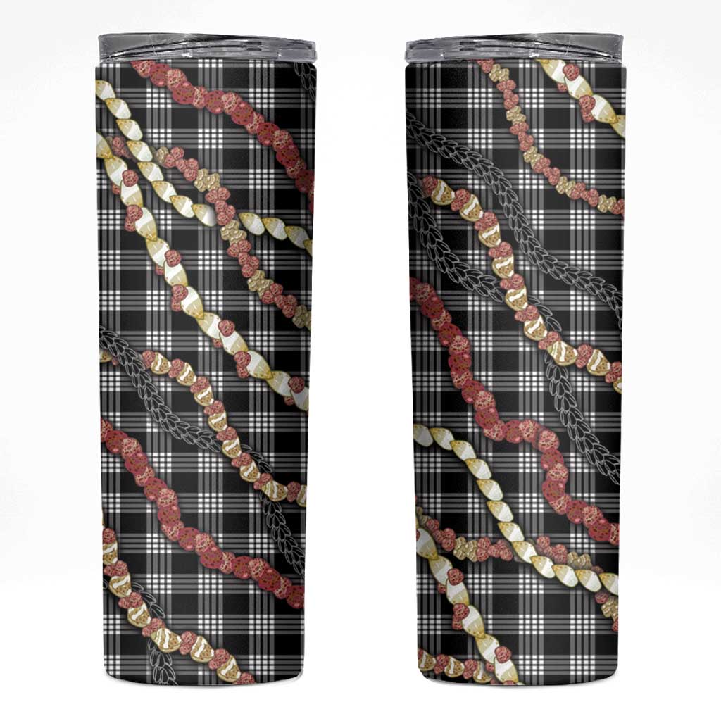 Hawaii Palaka Niihau Shell Lei Skinny Tumbler Tropical Island Plaid Patterns DT05 Black - Polynesian Pride