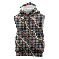 Hawaii Palaka Niihau Shell Lei Sleeveless Hoodie Tropical Island Plaid Patterns DT05 Black - Polynesian Pride