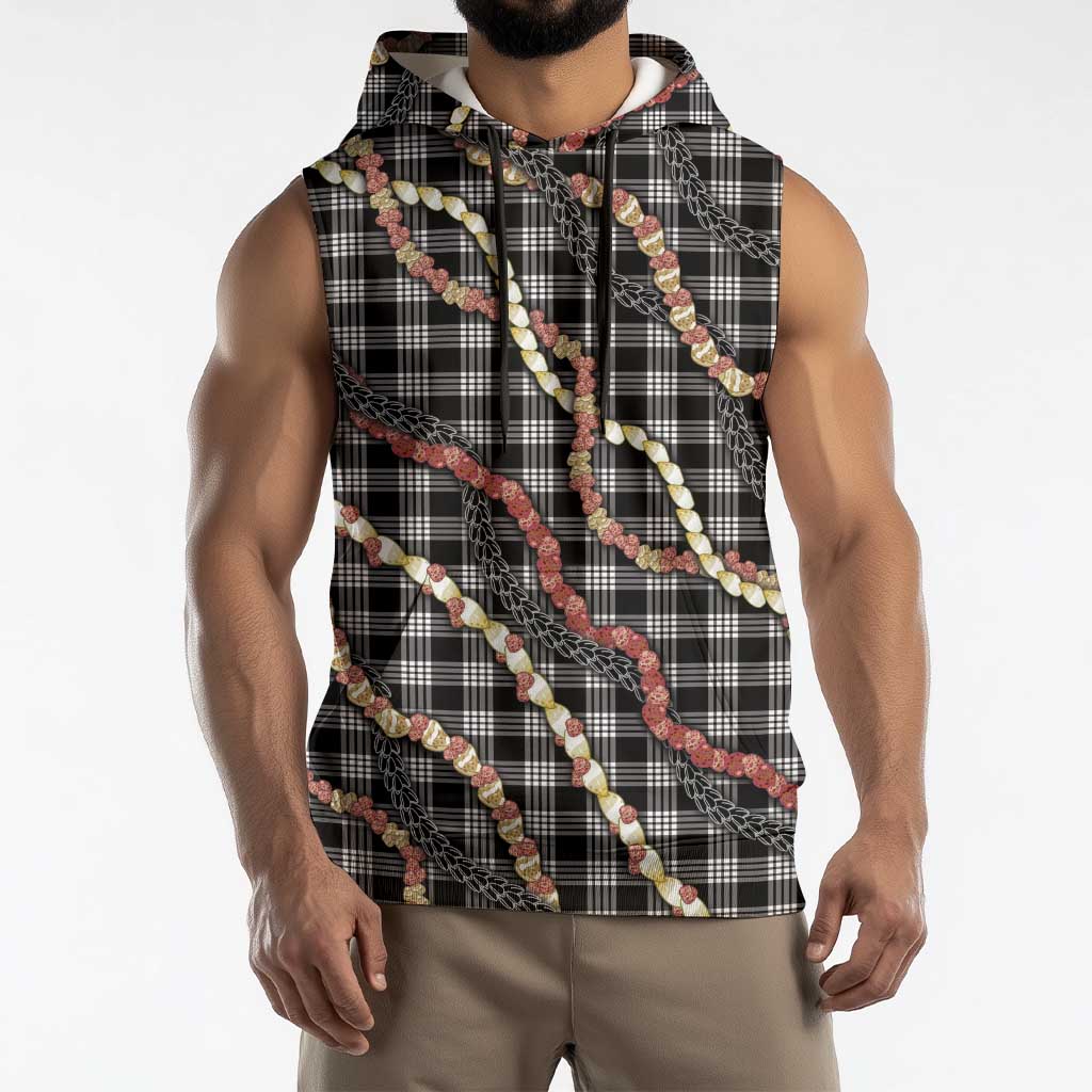 Hawaii Palaka Niihau Shell Lei Sleeveless Hoodie Tropical Island Plaid Patterns DT05 - Polynesian Pride