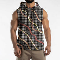Hawaii Palaka Niihau Shell Lei Sleeveless Hoodie Tropical Island Plaid Patterns DT05 - Polynesian Pride