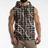 Hawaii Palaka Niihau Shell Lei Sleeveless Zip Hoodie Tropical Island Plaid Patterns DT05 - Polynesian Pride