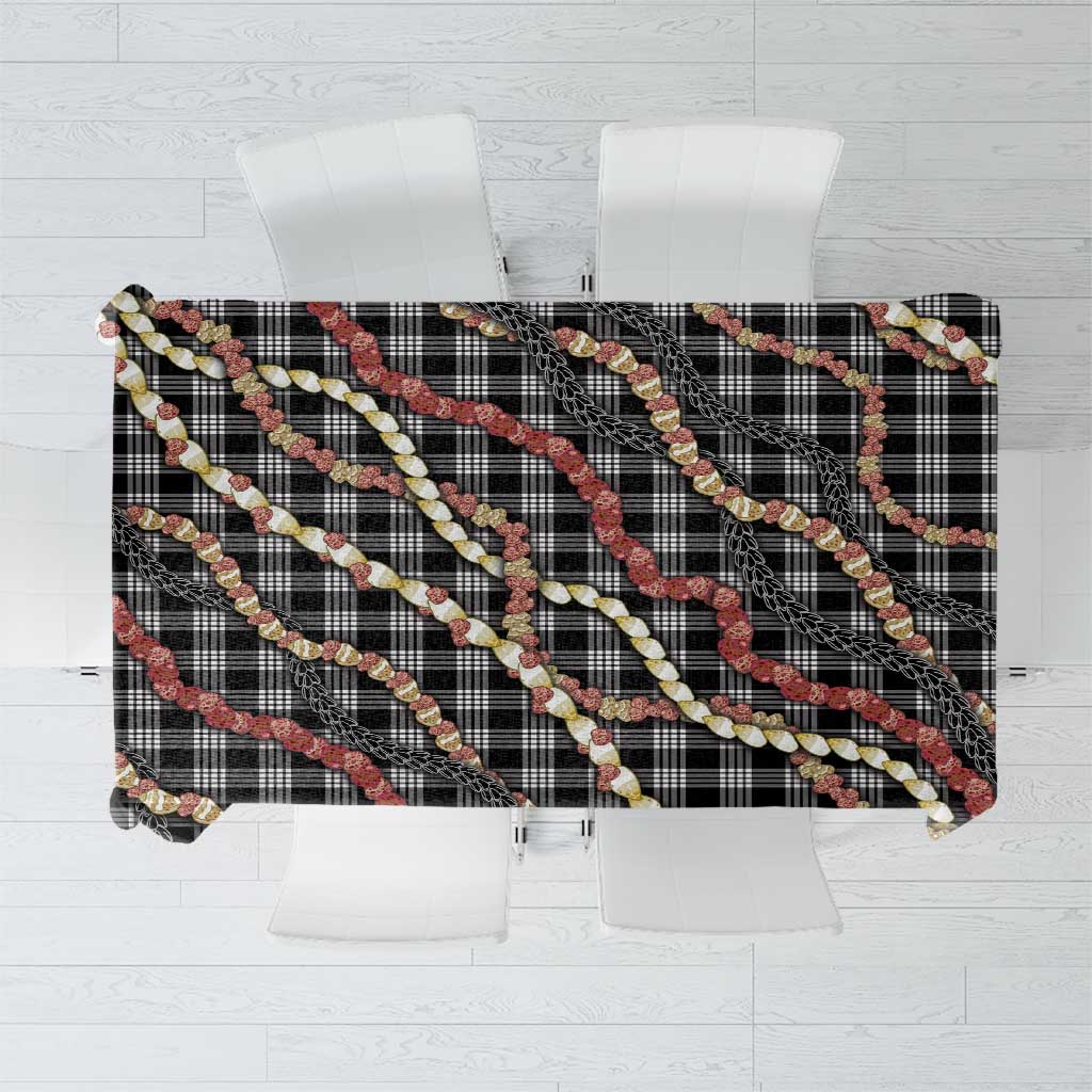 Hawaii Palaka Niihau Shell Lei Tablecloth Tropical Island Plaid Patterns DT05 Black - Polynesian Pride