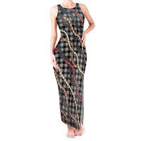 Hawaii Palaka Niihau Shell Lei Tank Maxi Dress Tropical Island Plaid Patterns