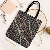 Hawaii Palaka Niihau Shell Lei Tote Bag Tropical Island Plaid Patterns DT05 Black Strap One Size Black - Polynesian Pride