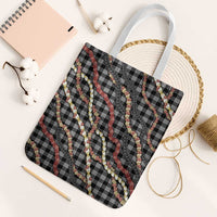 Hawaii Palaka Niihau Shell Lei Tote Bag Tropical Island Plaid Patterns DT05 White Strap One Size Black - Polynesian Pride