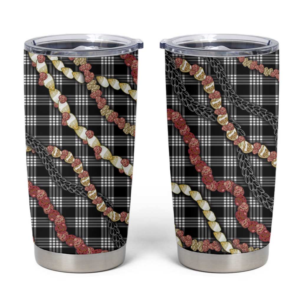 Hawaii Palaka Niihau Shell Lei Tumbler Cup Tropical Island Plaid Patterns DT05 Black - Polynesian Pride