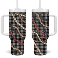 Hawaii Palaka Niihau Shell Lei Tumbler With Handle Tropical Island Plaid Patterns DT05 One Size: 40 oz Black - Polynesian Pride