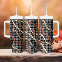 Hawaii Palaka Niihau Shell Lei Tumbler With Handle Tropical Island Plaid Patterns DT05 - Polynesian Pride